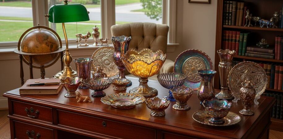 Beautiful antiques laid out on a desk for appraisal